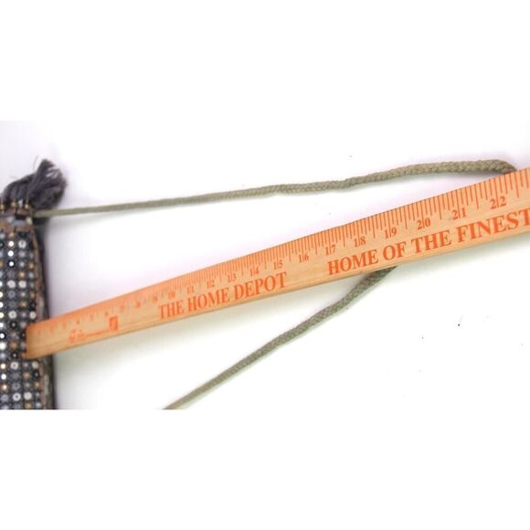 ibBan GRAY BEADED SEQUINS COTTON FLAP FRINGE X-BODY SHOULDER BAG HANDBAG PURSE - Picture 13 of 14